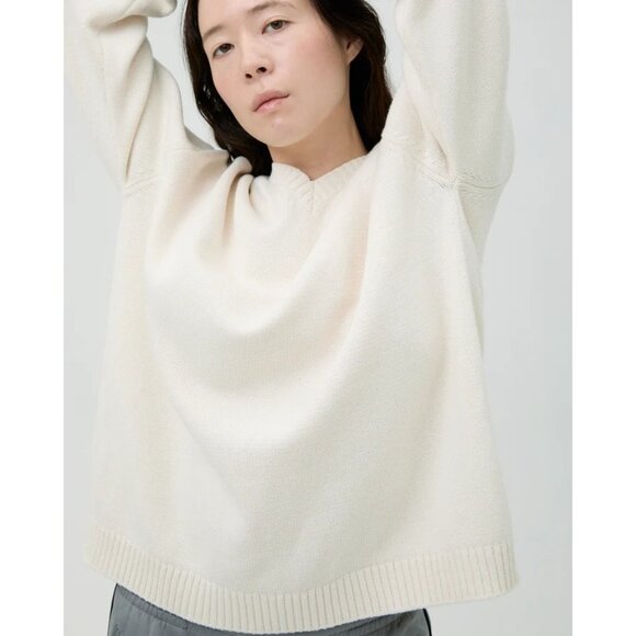 The Fringes V-Neck Cotton Knit Sweater in Ivory - Picture 2 of 5